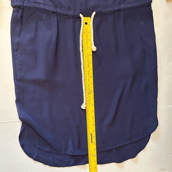 JCrew solid navy blue shift shirt dress with rope tie & elastic waist Sz-XS C19 - Picture 11 of 16